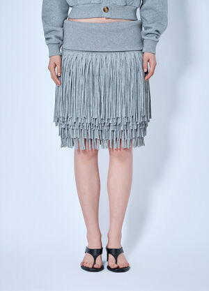 Abra Fringe Knit Skirt Grey abr0264004