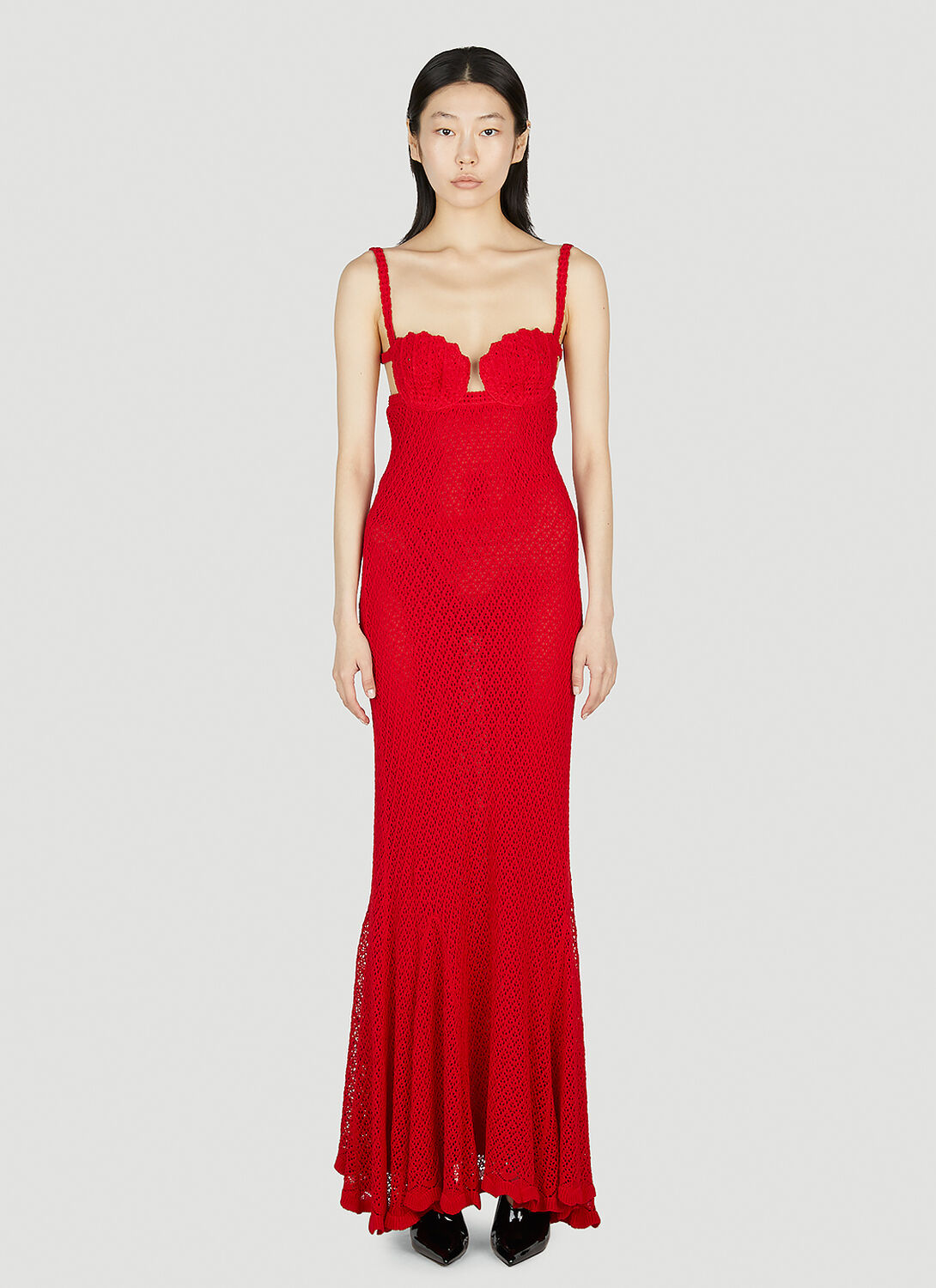 Blumarine Crochet Maxi Dress In Red