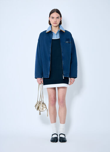 Miu Miu Knit And Poplin Mini Dress Blue miu0259001