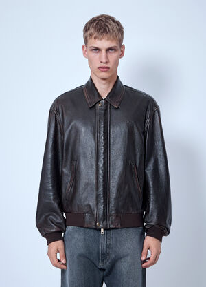 Prada Nappa Leather Bomber Jacket Brown pra0166203