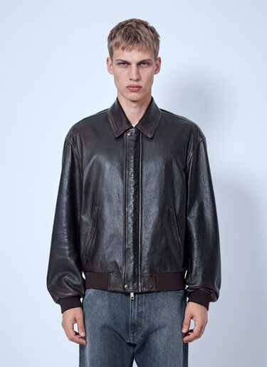LN-CC® - Prada: Nappa Leather Bomber Jacket - Brown Prada Nappa Leather Bomber Jacket Brown pra0166203