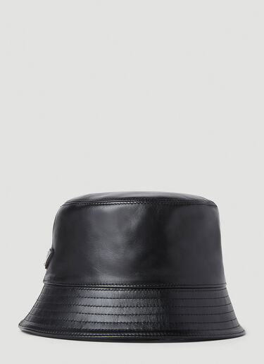Leather Logo Plaque Bucket Hat Prada Leather Logo Plaque Bucket Hat Black pra0153037