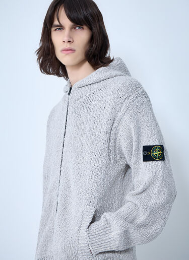 Stone Island Zip-Up Knit Hoodie Grey sto0164075