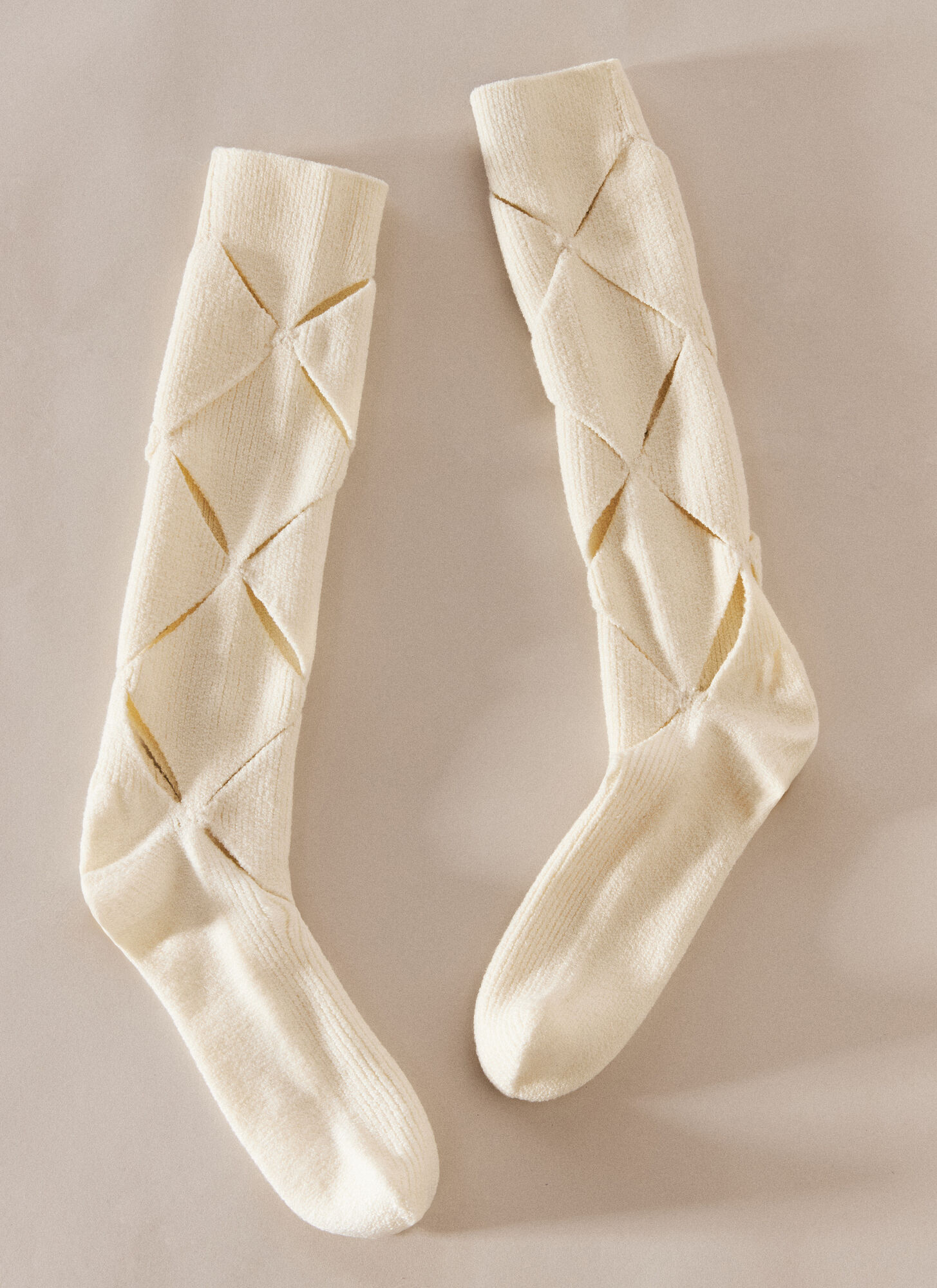 Shop Isa Boulder Argyle Socks In Cream