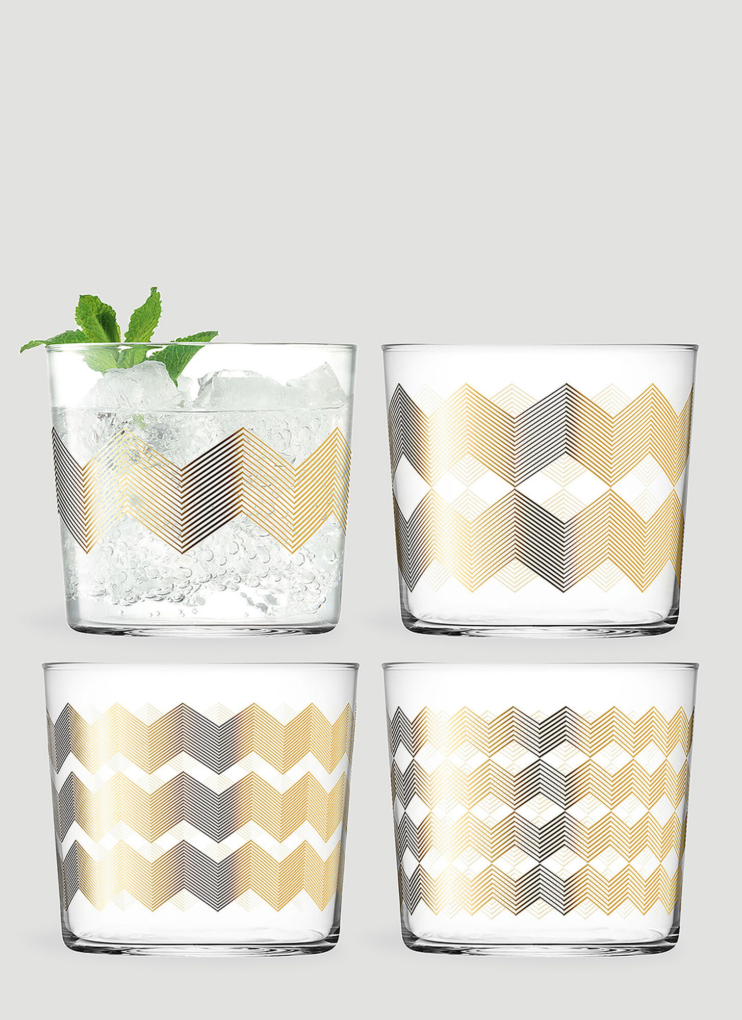 Shop Lsa International Set Of Four Chevron Tumbler In Gold