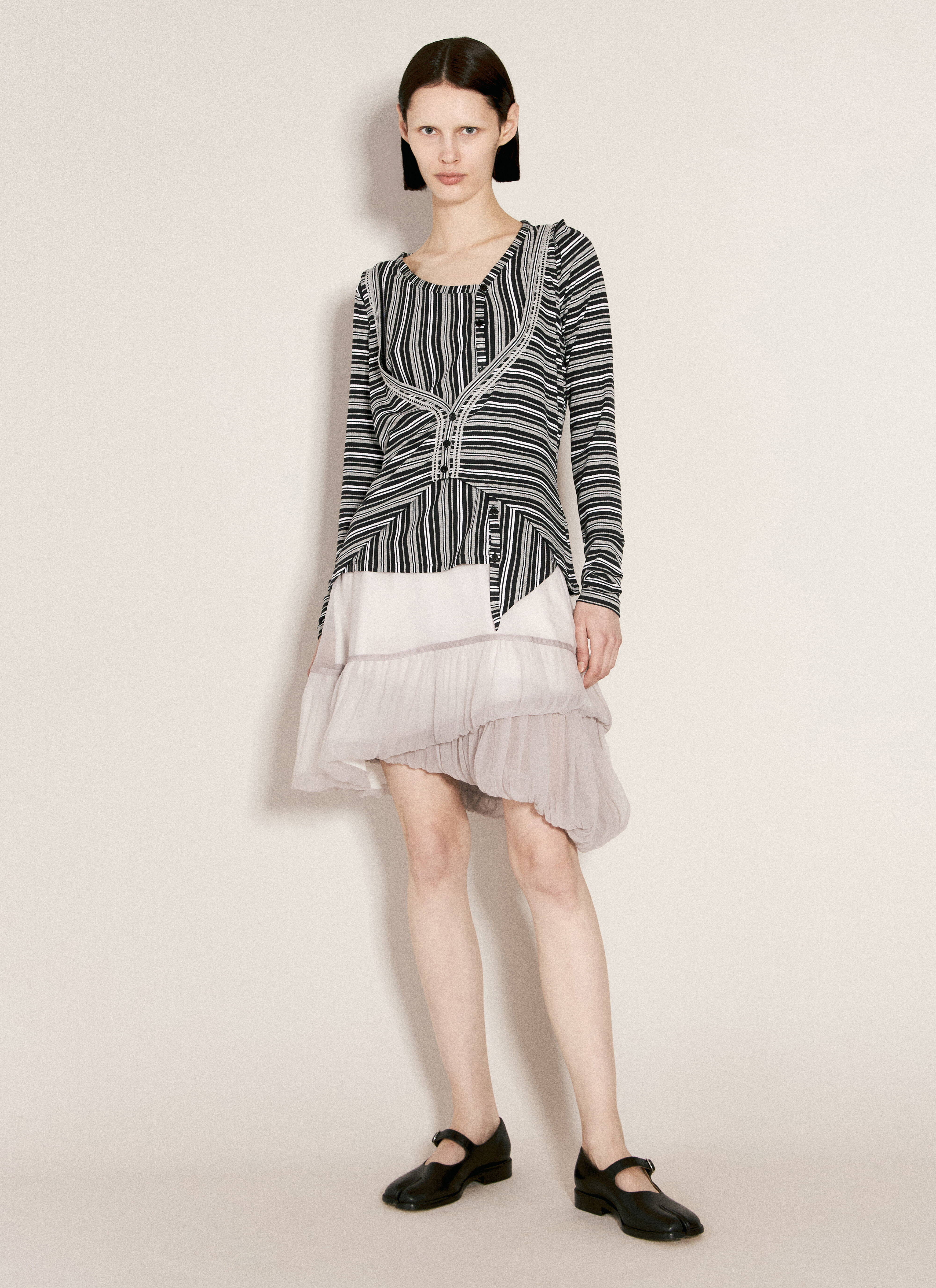 Kiko Kostadinov Women's' Double Jersey Striped Top in Black | LN-CC®
