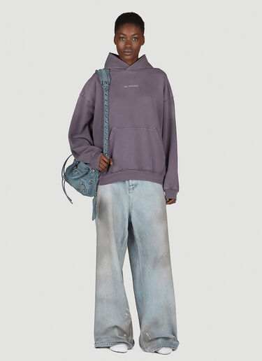 Balenciaga Medium-Fit Logo Print Hooded Sweatshirt Purple bal0254017