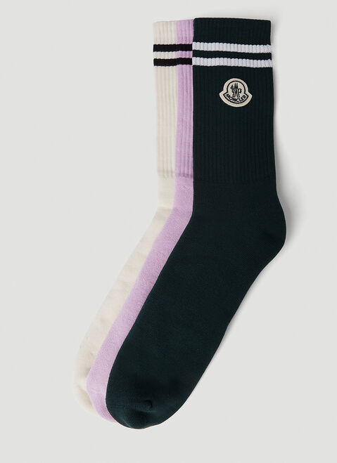 Gucci Pack Of Three Logo Patch Socks Purple guc0254041