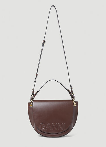 GANNI Banner Saddle Handbag Brown gan0253040