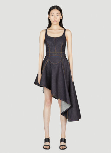 Alexander McQueen Flared Denim Dress Blue amq0252029
