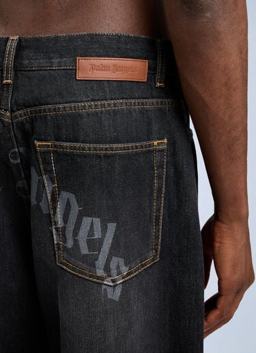 Palm Angels Curved Logo Loose Jeans Black pma0164151
