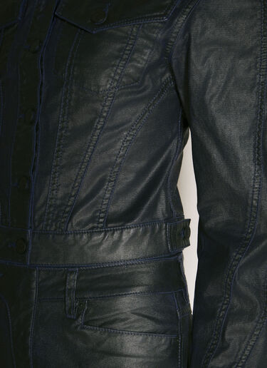 Mugler Waxed Denim Jacket Black mug0258018