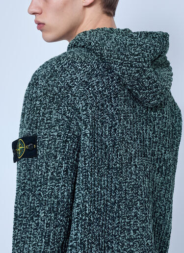 LN-CC® - Stone Island: Knit Zip-Up Hoodie - Green Stone Island Knit Zip-Up Hoodie Green sto0165015