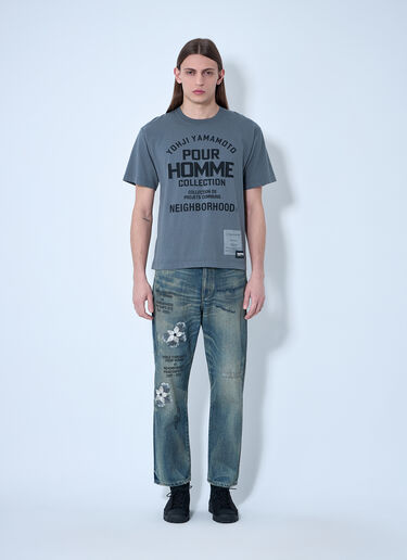 Yohji Yamamoto 徽标刺绣牛仔裤  蓝色 yoy0160020
