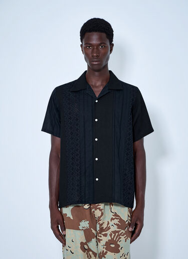 LN-CC® - NOMARHYTHM TEXTILE: Lace Patchwork Shirt - Black NOMARHYTHM TEXTILE Lace Patchwork Shirt Black nom0164004