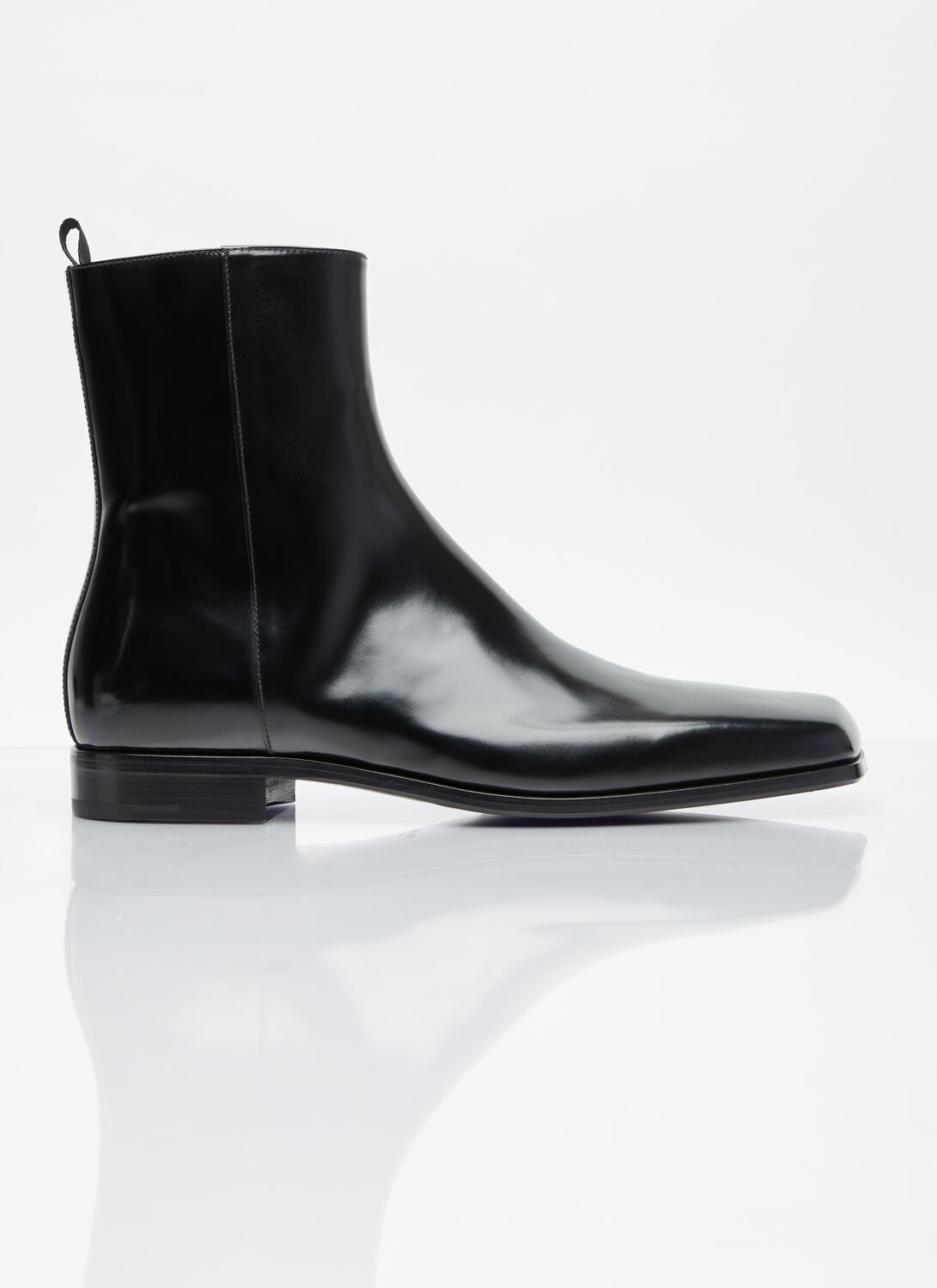 Shop Prada Brushed Leather Boots In Black