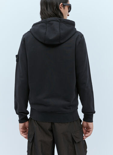 Stone Island Hooded Compass Patch Zip-Up Sweatshirt Black sto0154048