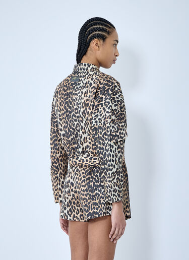 GANNI Duchesse Leopard Print Short Jacket Brown gan0259002