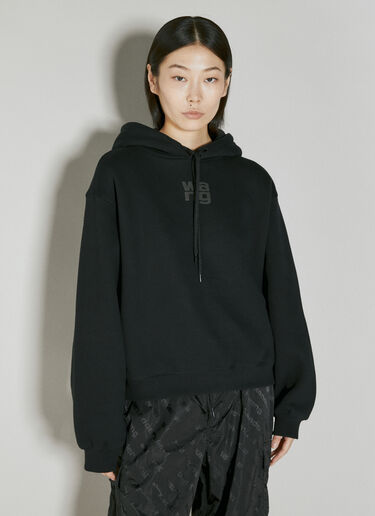 Alexander Wang 徽标蓬松连帽运动衫 黑色 awg0254003