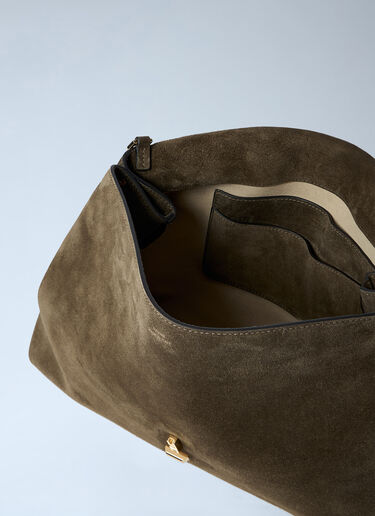 TOTEME T-Lock Suede Satchel Bag Beige tot0263071