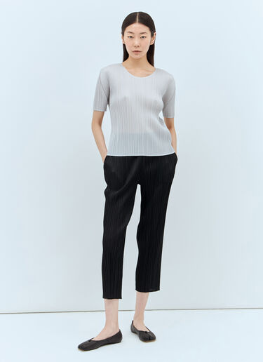 Pleats Please Issey Miyake 반팔 플리츠 탑 그레이 plp0256015