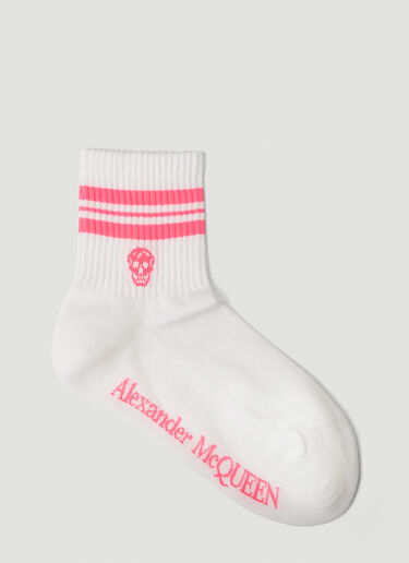 Alexander McQueen 骷髅条纹运动袜 粉 amq0248038