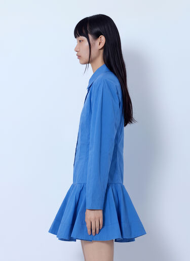 LN-CC® - GANNI: Stretch Cotton Mini Shirt Dress - Blue GANNI Stretch Cotton Mini Shirt Dress Blue gan0265001