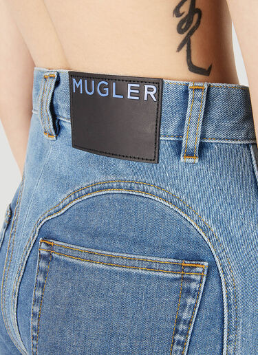 Mugler Structured Panel Denim Shorts Blue mug0251066