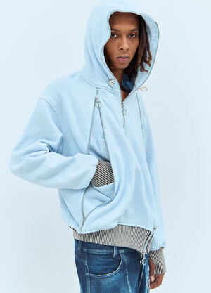 Thom Browne Zip Hybrid Hooded Sweatshirt Navy thb0156001