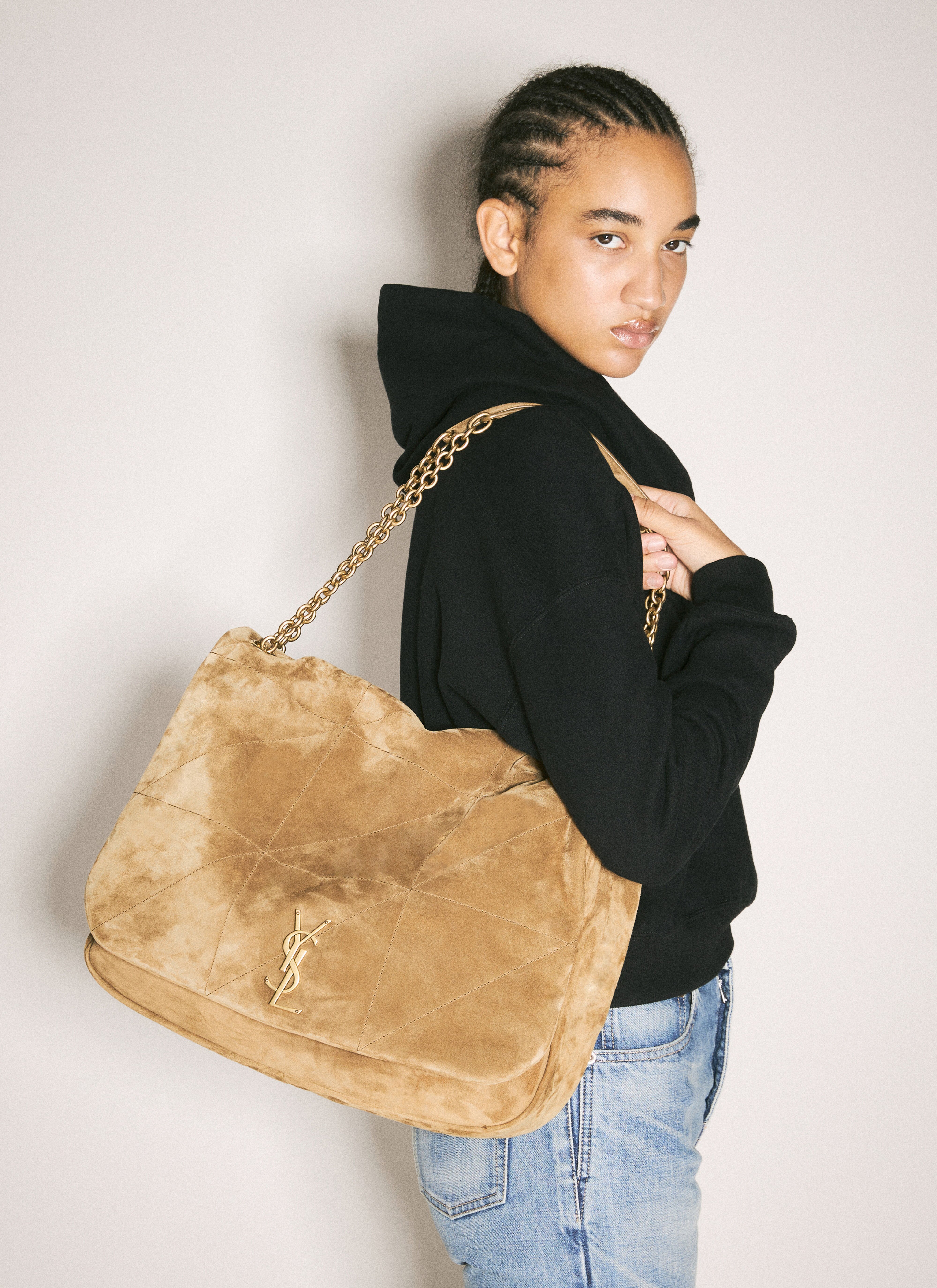 Ysl camel suede bag hotsell