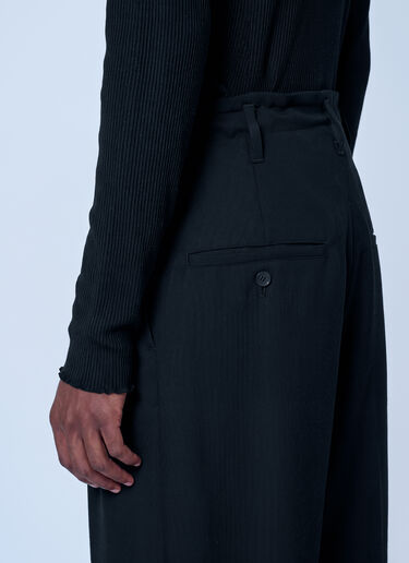 LN-CC® - Yohji Yamamoto: Hem Button Pants - Black Yohji Yamamoto Hem Button Pants Black yoy0165002