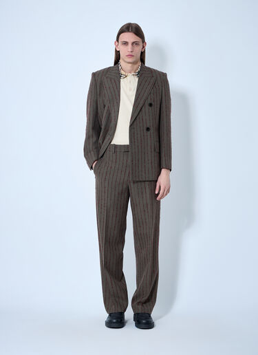 Burberry Striped Wool Tailored Pants Dark Brown bur0159016