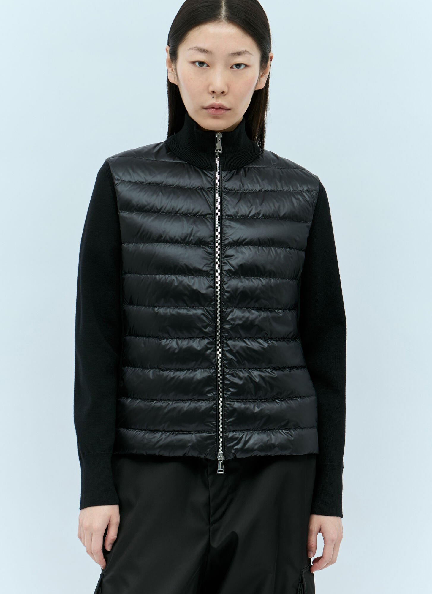 Shop Moncler Padded Zip-up Cardigan In Black