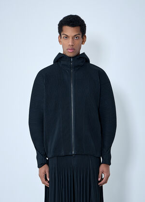 Homme Plissé Issey Miyake Pleated Zip-Up Hooded Sweater Black hmp0163006