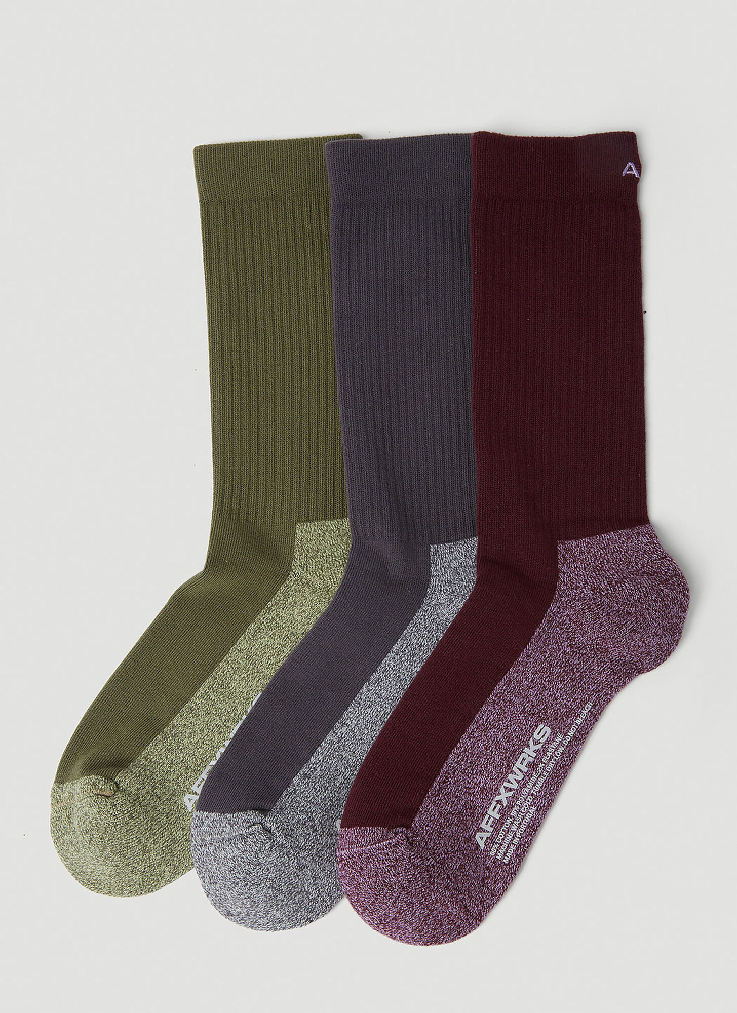 AFFXWRKS AFFXWRKS PACK OF THREE DUO-TONE SOCKS MALE MULTICOLOURMALE