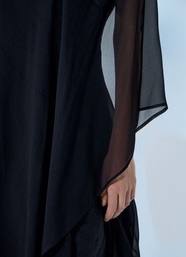 LN-CC® - Yohji Yamamoto: Asymmetric Layered Dress - Black Yohji Yamamoto Asymmetric Layered Dress Black yoy0264003