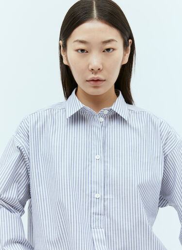 TOTEME Striped Half-Placket Shirt Blue tot0255037