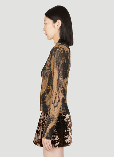 Open-Knit Distressed Print Cardigan Acne Studios Open-Knit Distressed Print Cardigan Camel acn0254011