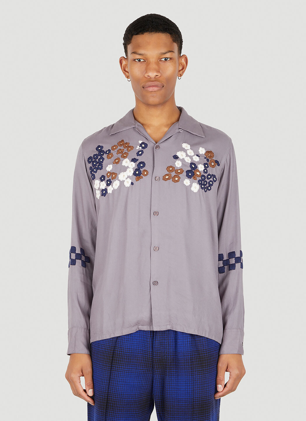 トップス NOMA t.d. FLORAL HAND EMBROIDERY SHIRT Noma t.d. Men's Floral Hand Embroidery Shirt in Black NOMA t.d.