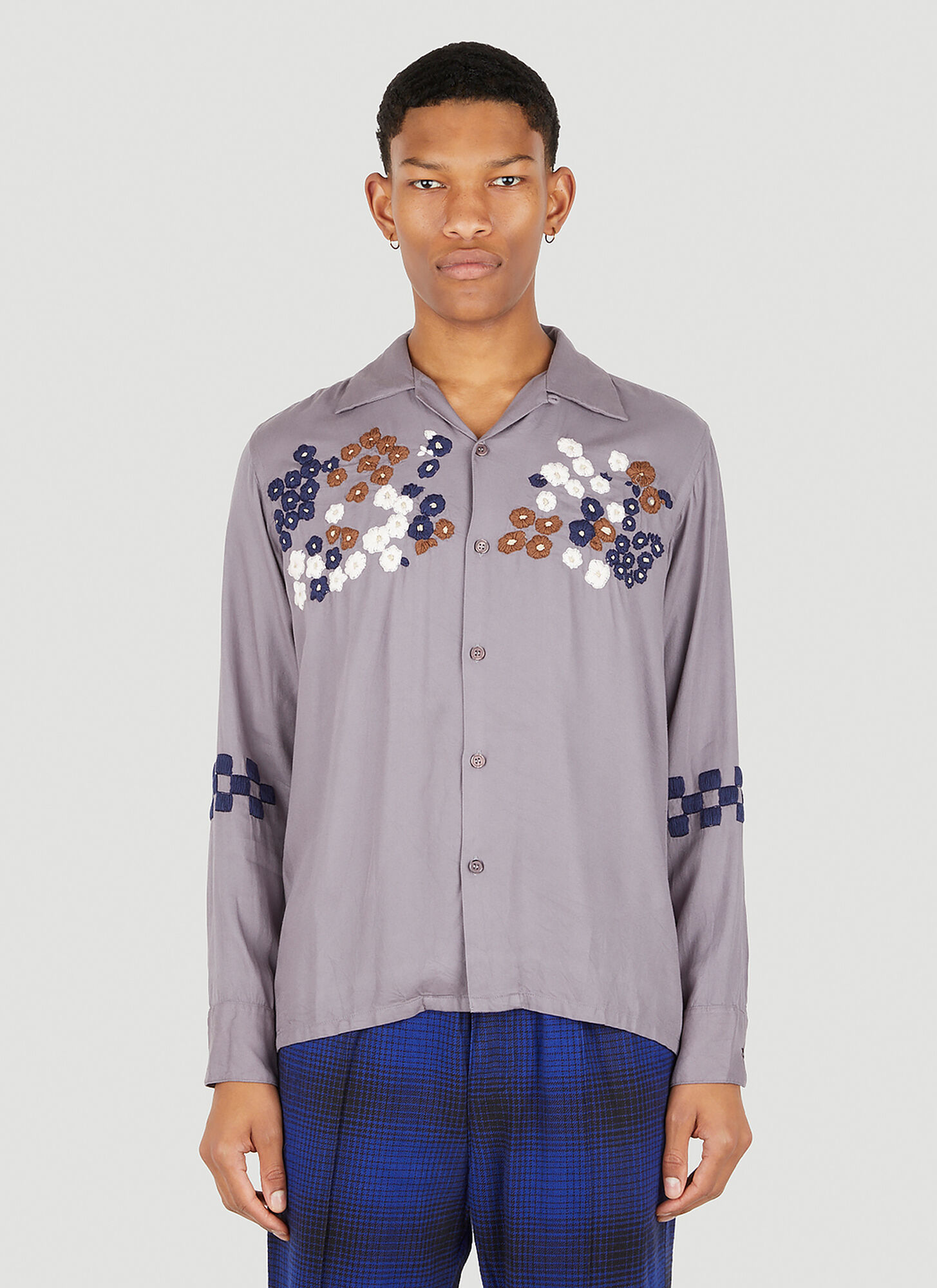 Noma T.d. Flower Hand Embroidery Shirt In Grey | ModeSens