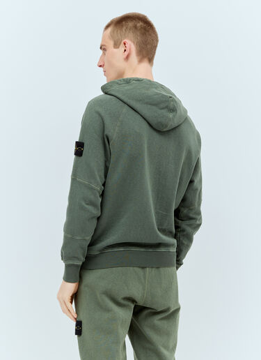 Stone Island Zip-Up Hooded Sweatshirt Green sto0156067