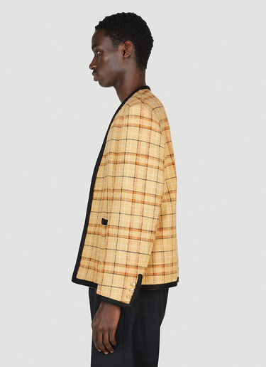 Gucci Collarless Check Blazer Beige guc0152299