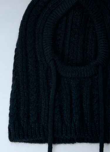 LN-CC® - Moncler: Cable Knit Balaclava - Black Moncler Cable Knit Balaclava Black mon0266033