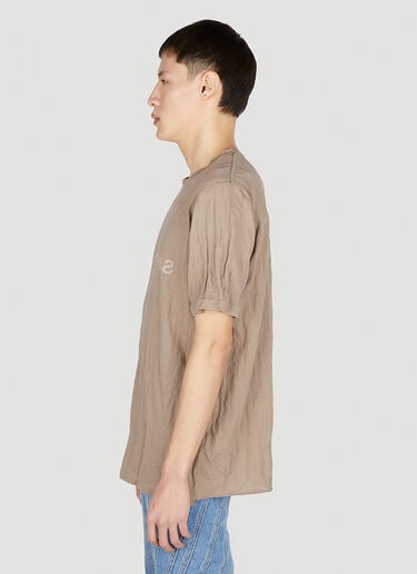 Saint Laurent Crinkled Logo Print T-Shirt Beige sla0151023