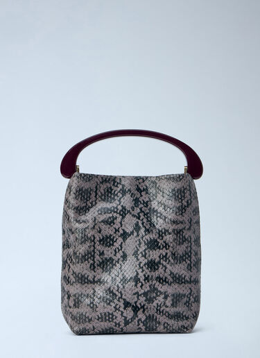 Dries Van Noten Snake-Embossed Leather Top Handle Bag Purple dvn0265015
