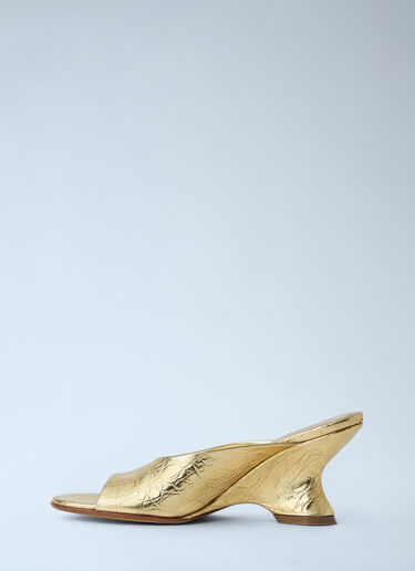 Sculpted Leather Mules Dries Van Noten Sculpted Leather Mules Gold dvn0263024