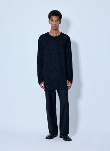 LN-CC® - Yohji Yamamoto: Round Neck Long Sleeve T-Shirt - Black Yohji Yamamoto Round Neck Long Sleeve T-Shirt Black yoy0165009