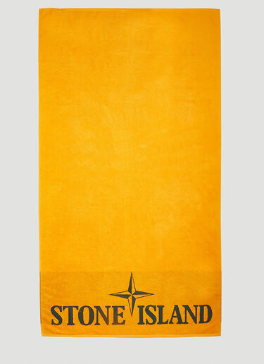 Stone Island Logo Print Beach Towel Orange sto0152089