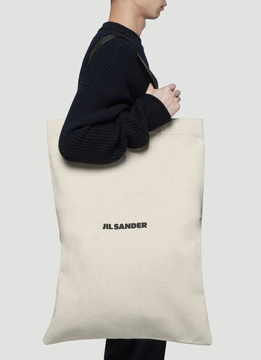 Jil Sander Grande Flat Canvas Tote Bag Beige jil0241037