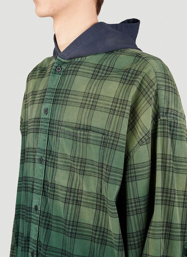 Balenciaga 후드 디스트레스트 플란넨 셔츠 그린 bal0153019